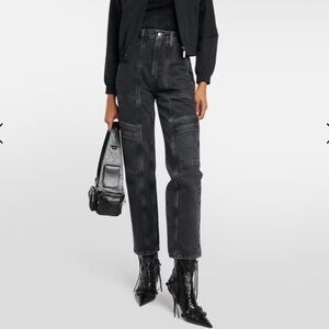 Agolde Cooper High Rise Cargo Jeans Faded Black Wash size 24 100% cotton